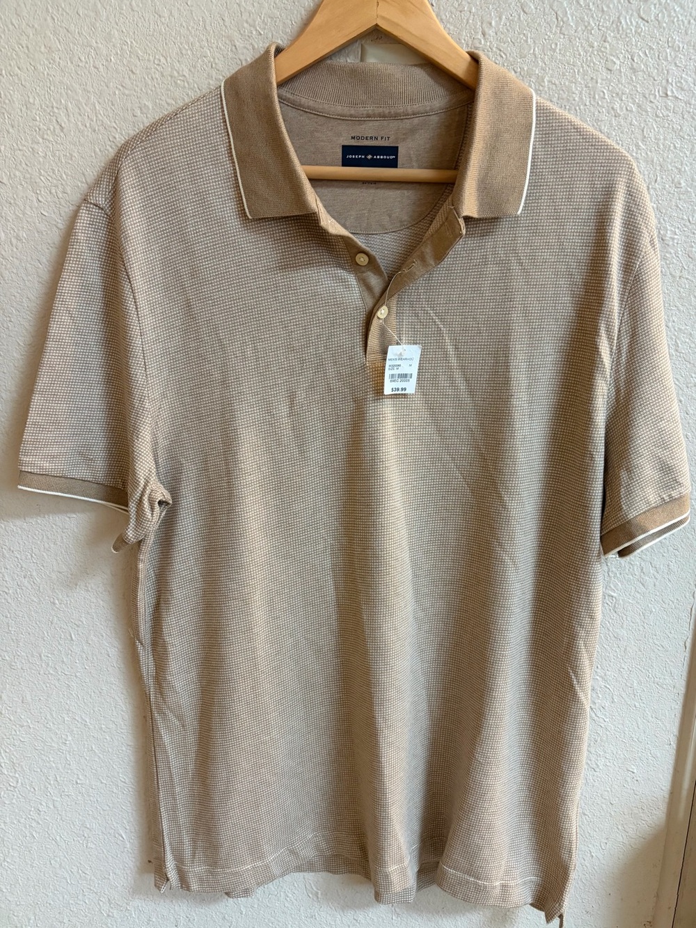 Joseph Abboud mens beige polo shirt NWT golf casual size M